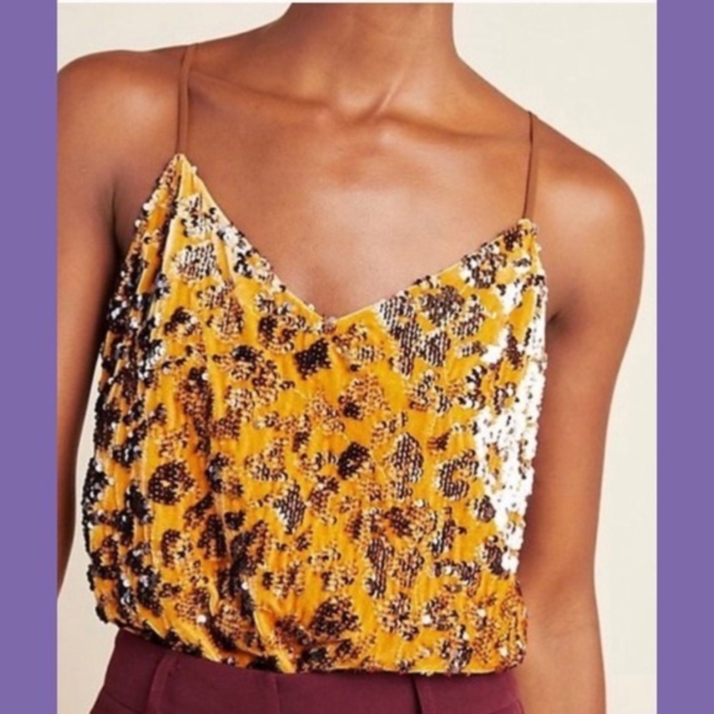 RO & DE (anthropology) Sequin Leopard Tank Top